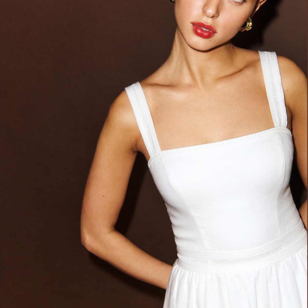 Reformation Everett Linen Dress White
